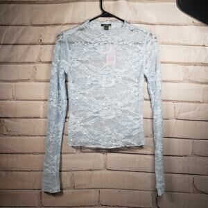 NWT Juniors Wild Fable Blue Lace Long Sleeve shirt size XS